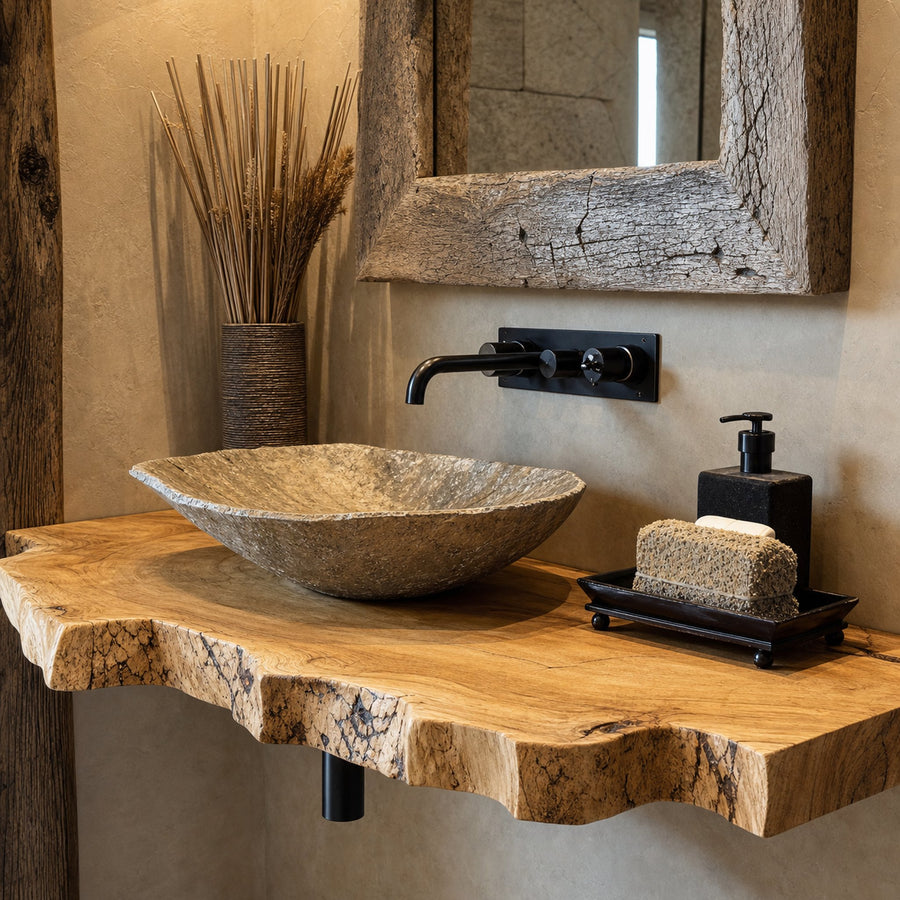 Floating Wood Bathroom Shelf