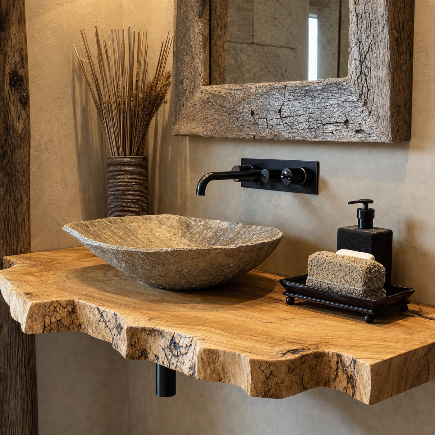 Floating Wood Bathroom Shelf