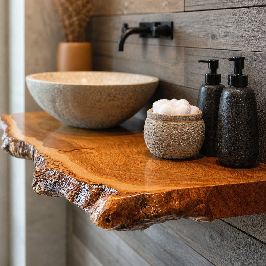 Floating Wood Bathroom Shelf