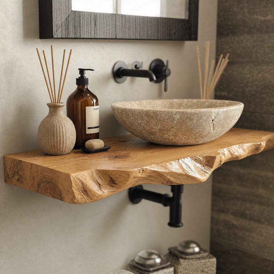Floating Wood Bathroom Vanity Shelf