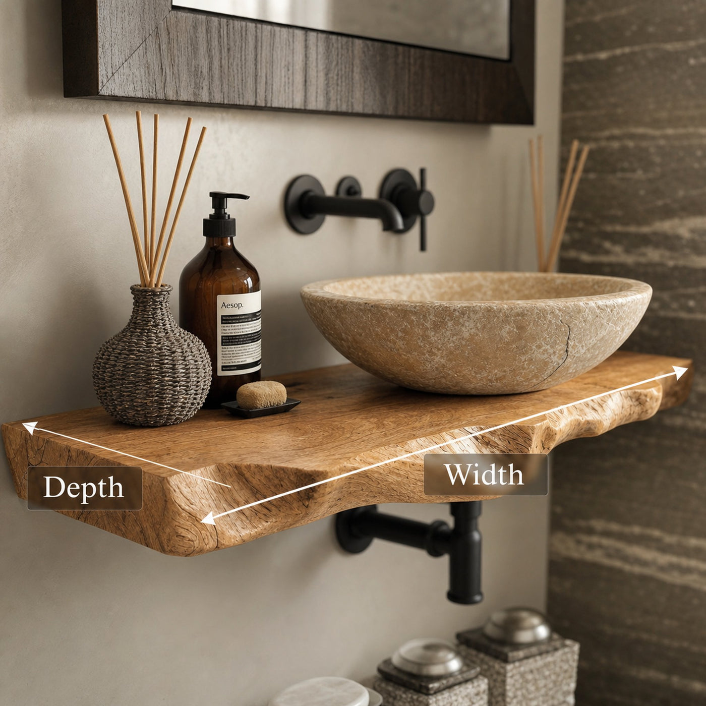 Floating Wood Bathroom Vanity Shelf - product view 6