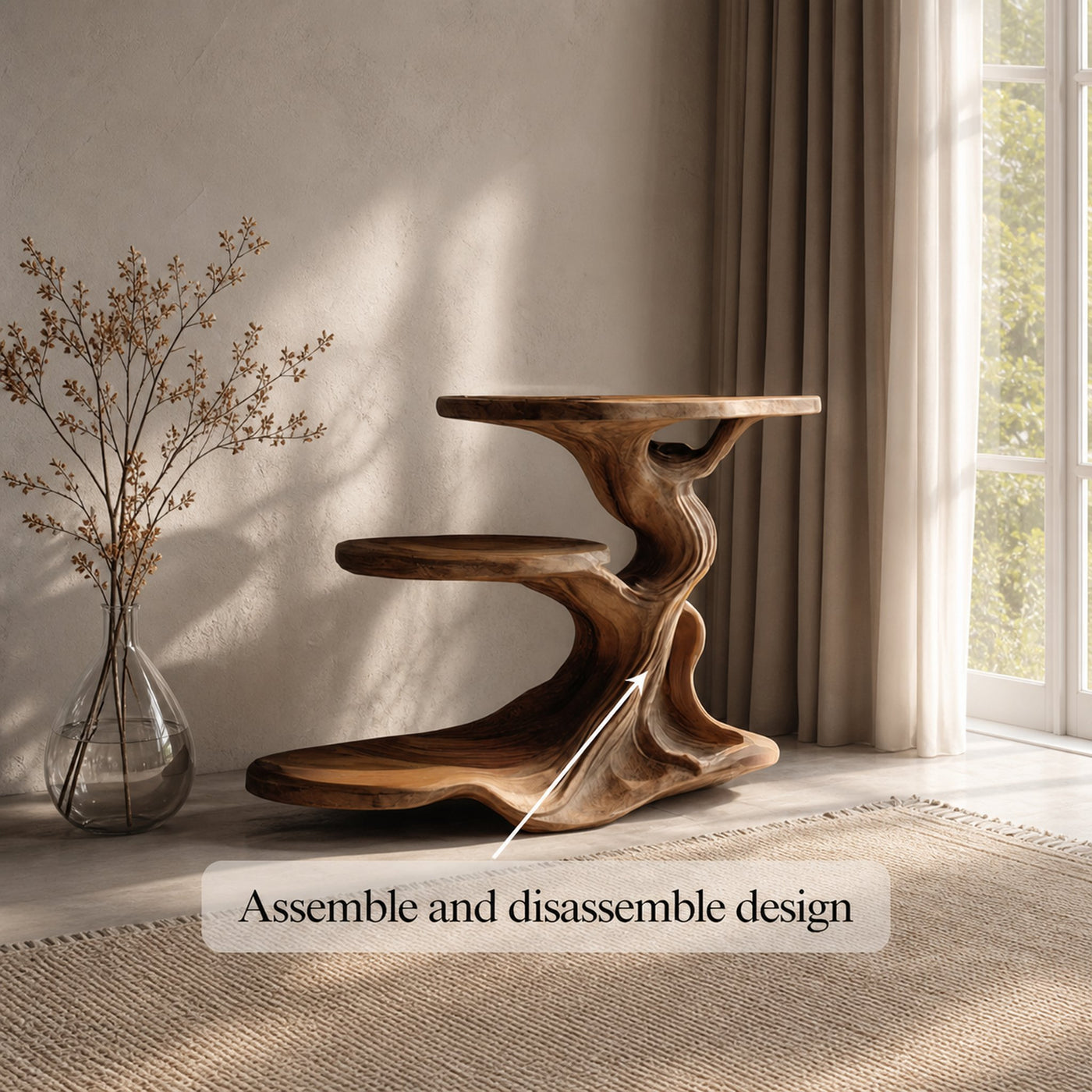 Free Standing Rustic End Table Reading Nook - product view 4