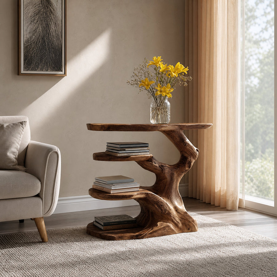 Free Standing Rustic Tree Side Table Bedroom