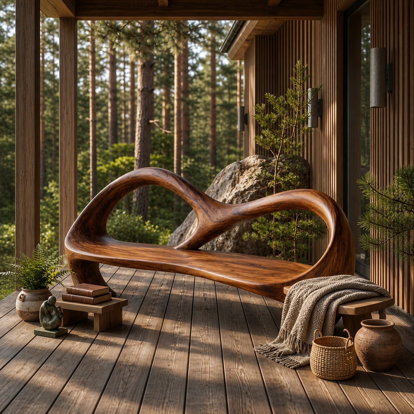 Freeform Sculptural Entryway Bench For Luxury Entryway - product view 2