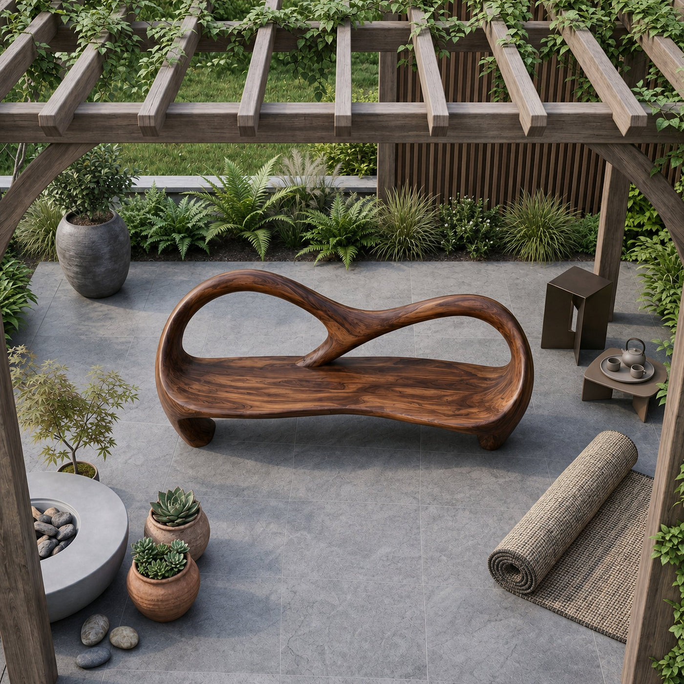 Freeform Sculptural Entryway Bench For Luxury Entryway - product view 3