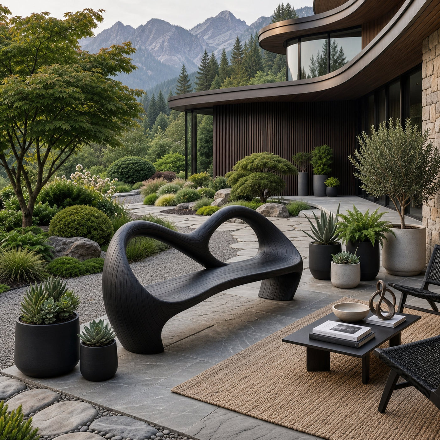 Freeform Sculptural Entryway Bench For Luxury Entryway - product view 4