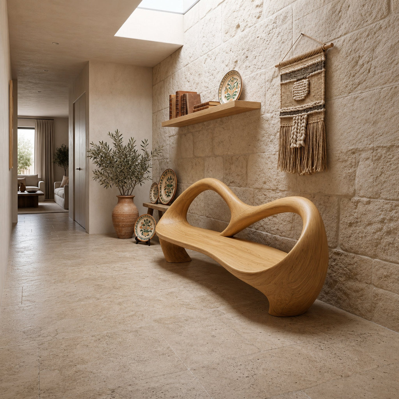 Freeform Sculptural Entryway Bench For Luxury Entryway - product view 5