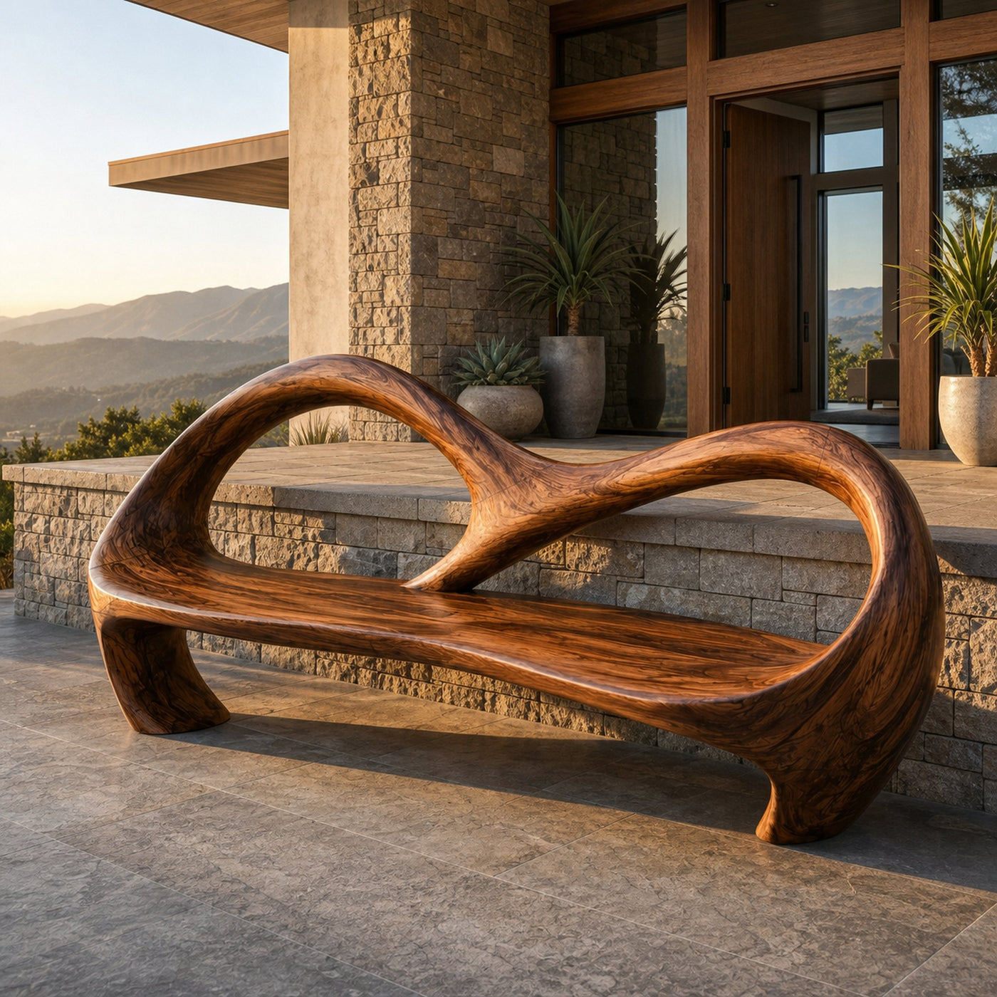 Freeform Sculptural Entryway Bench For Luxury Entryway - product view 6