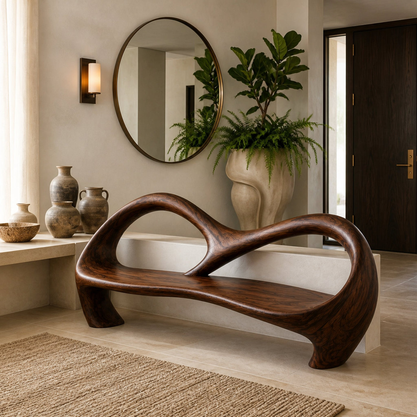Freeform Sculptural Entryway Bench For Luxury Entryway - product view 7