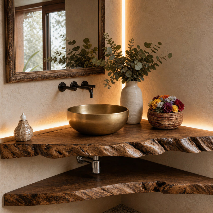 Handcrafted Bathroom Corner Vanity Shelf
