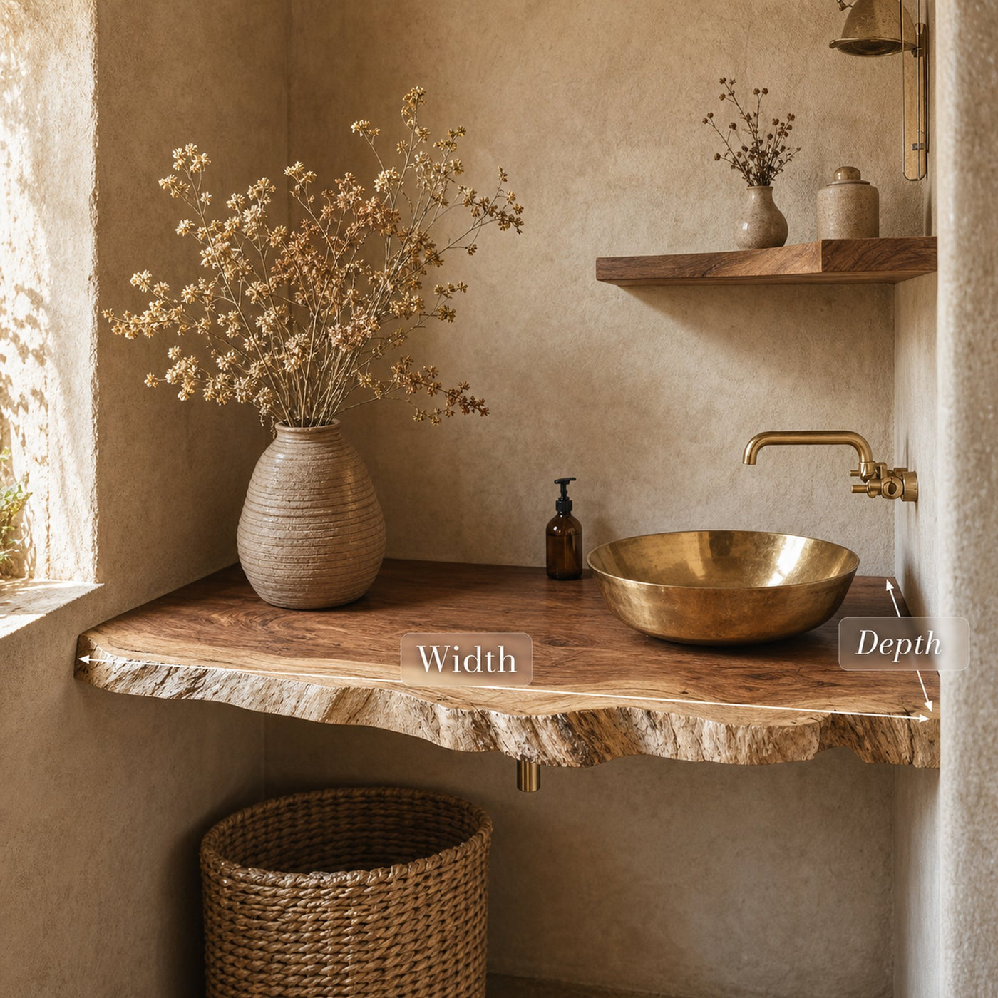 Handcrafted Bathroom Vanity In Live Edge Wood Design - product view 6