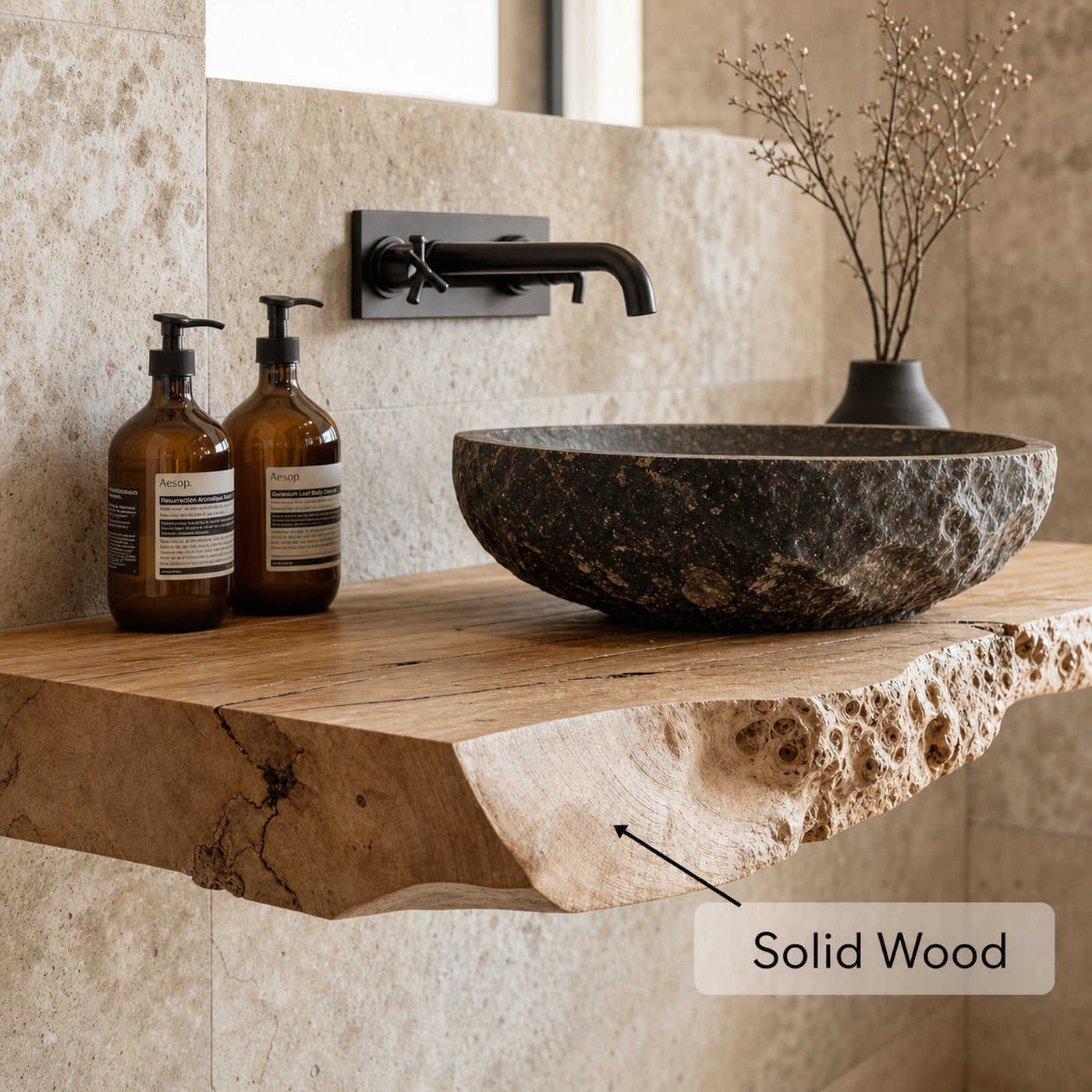 Handcrafted Bathroom Wooden Shelf - product view 5
