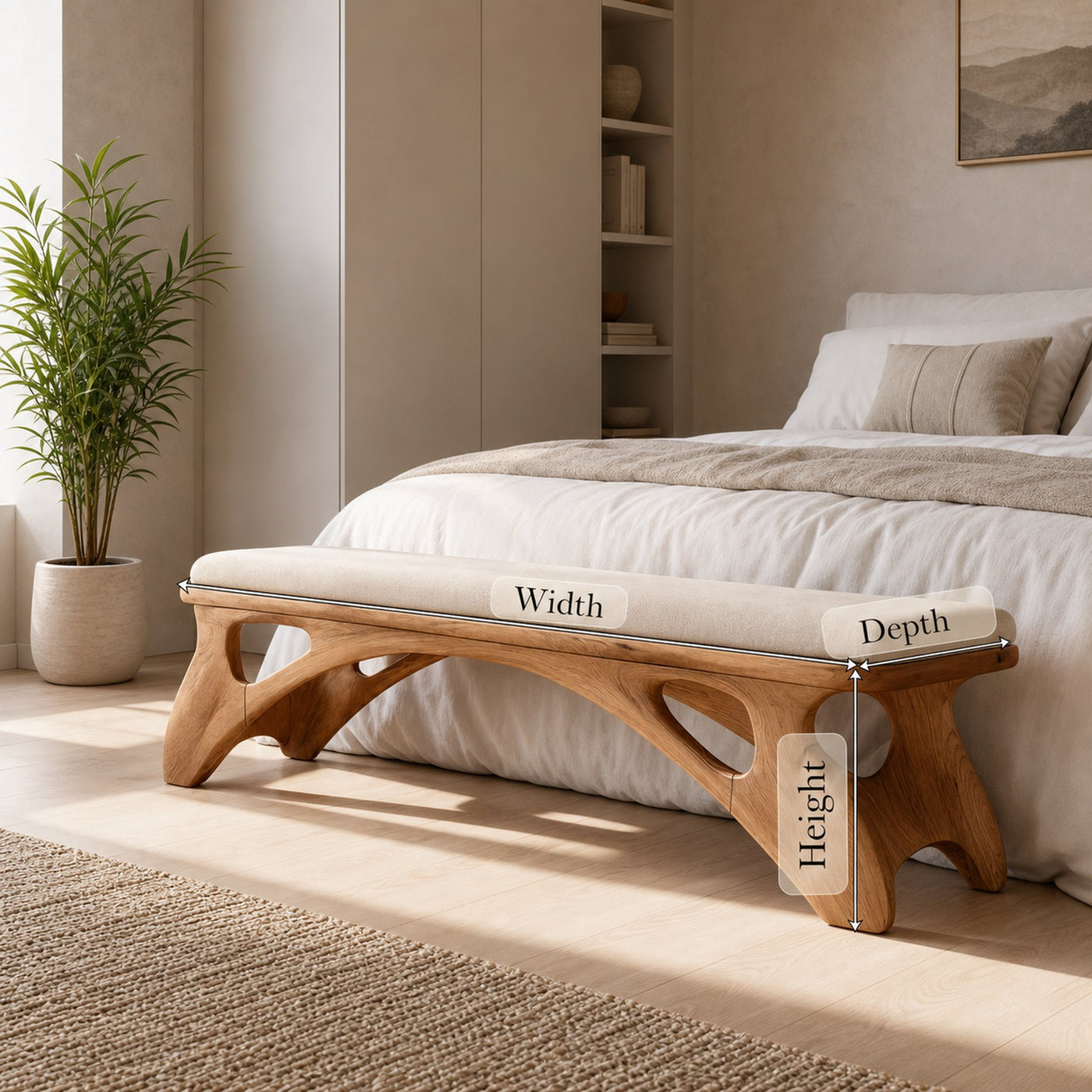 Handcrafted Bedroom Bench For Natural Interior Styling - product view 7