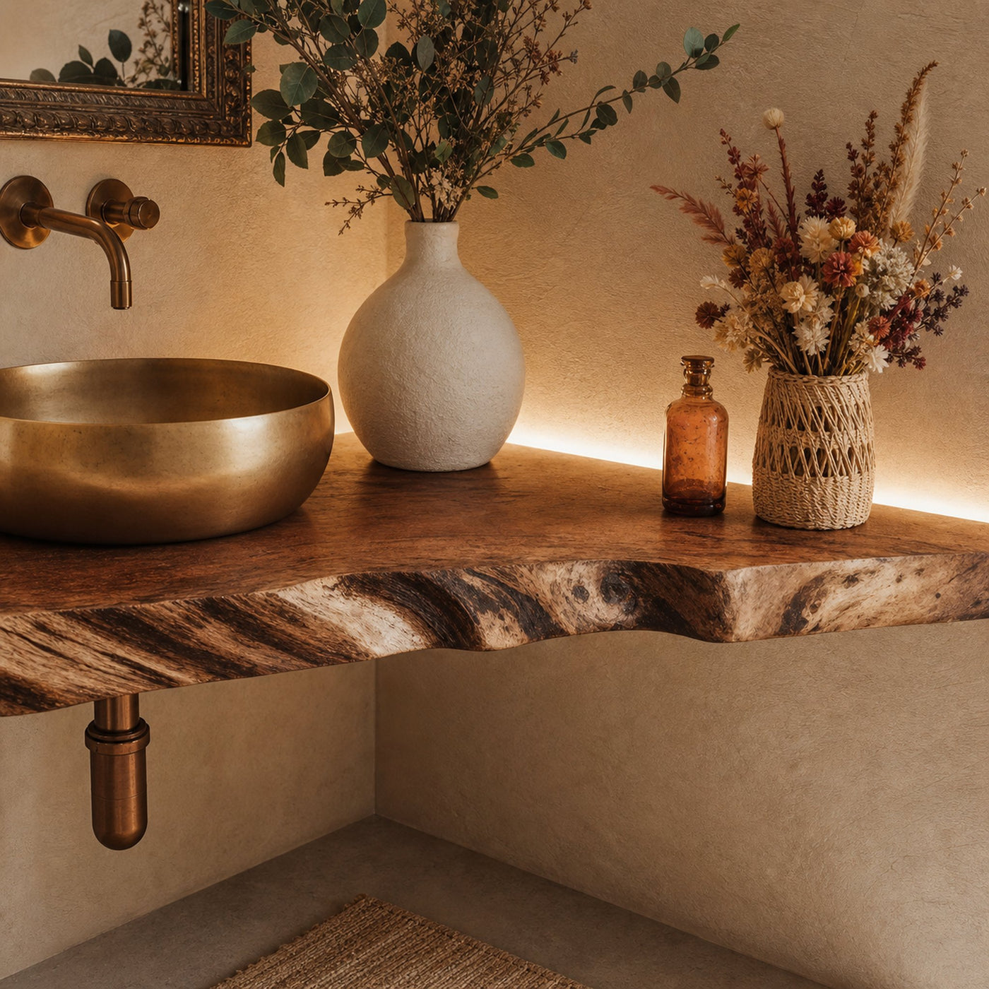 Handcrafted Corner Bathroom Wooden Shelf - product view 3