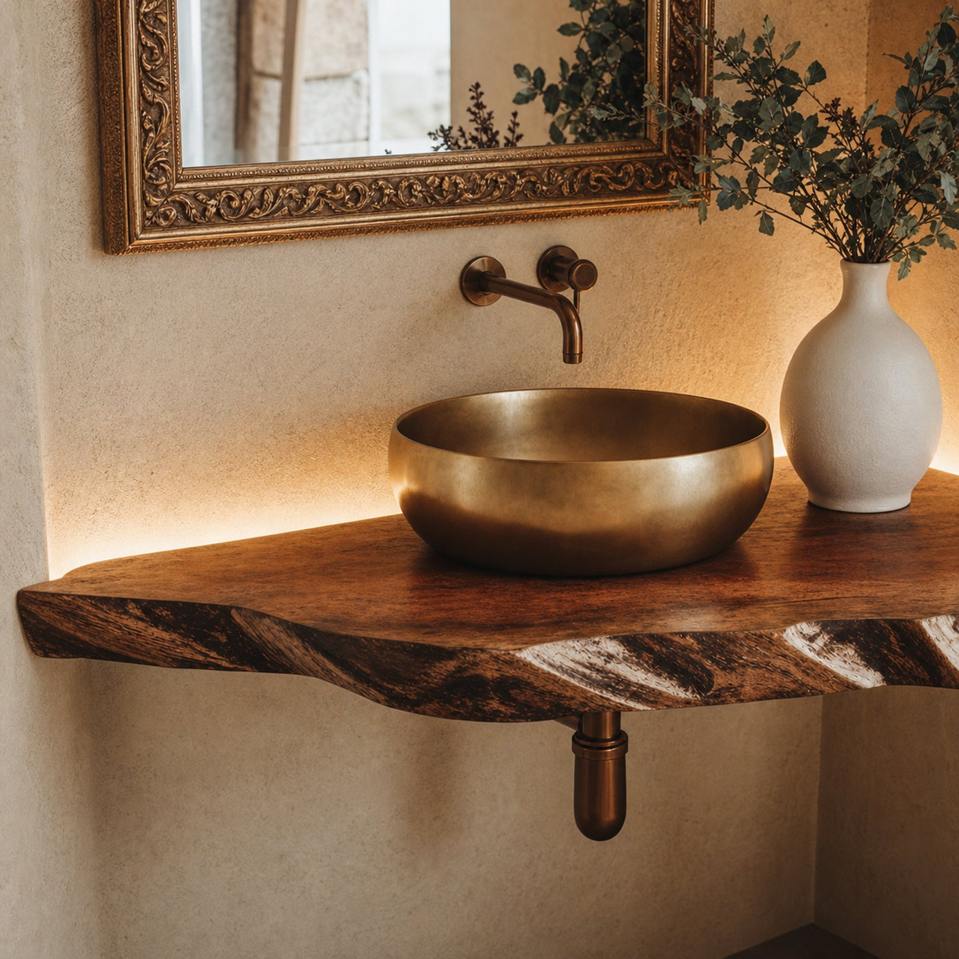 Handcrafted Corner Bathroom Wooden Shelf - product view 4