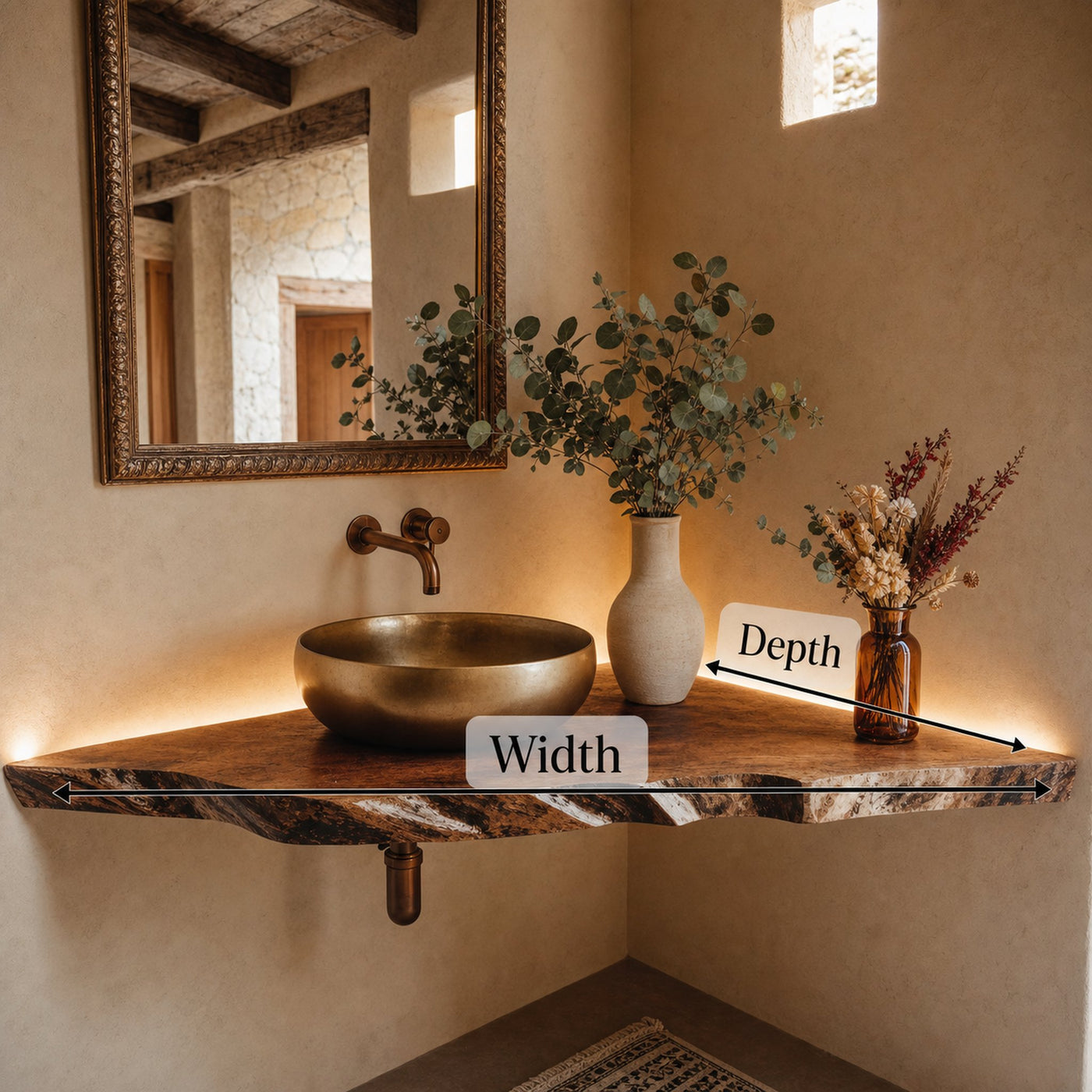 Handcrafted Corner Bathroom Wooden Shelf - product view 6