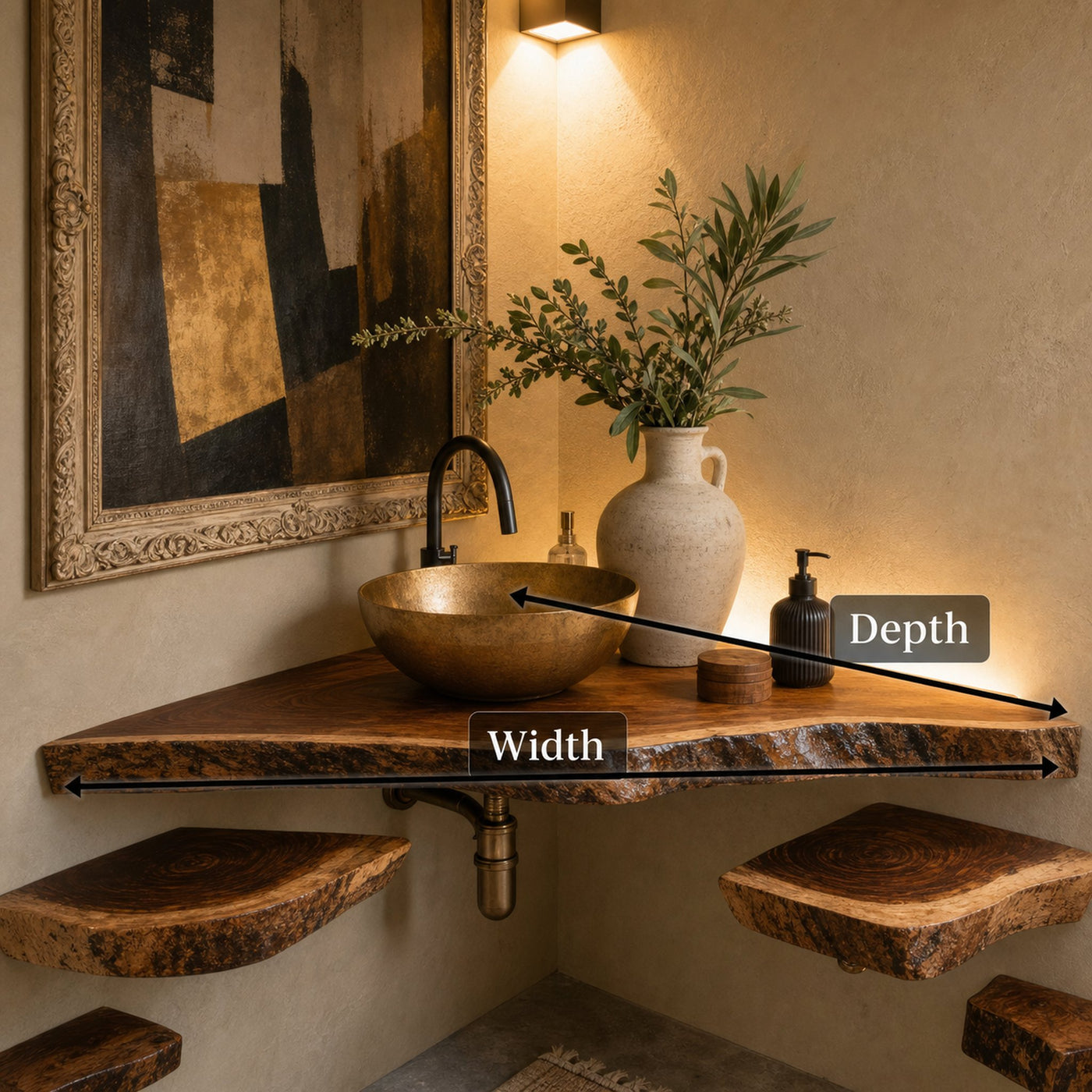 Handcrafted Counter Bathroom Corner - product view 6