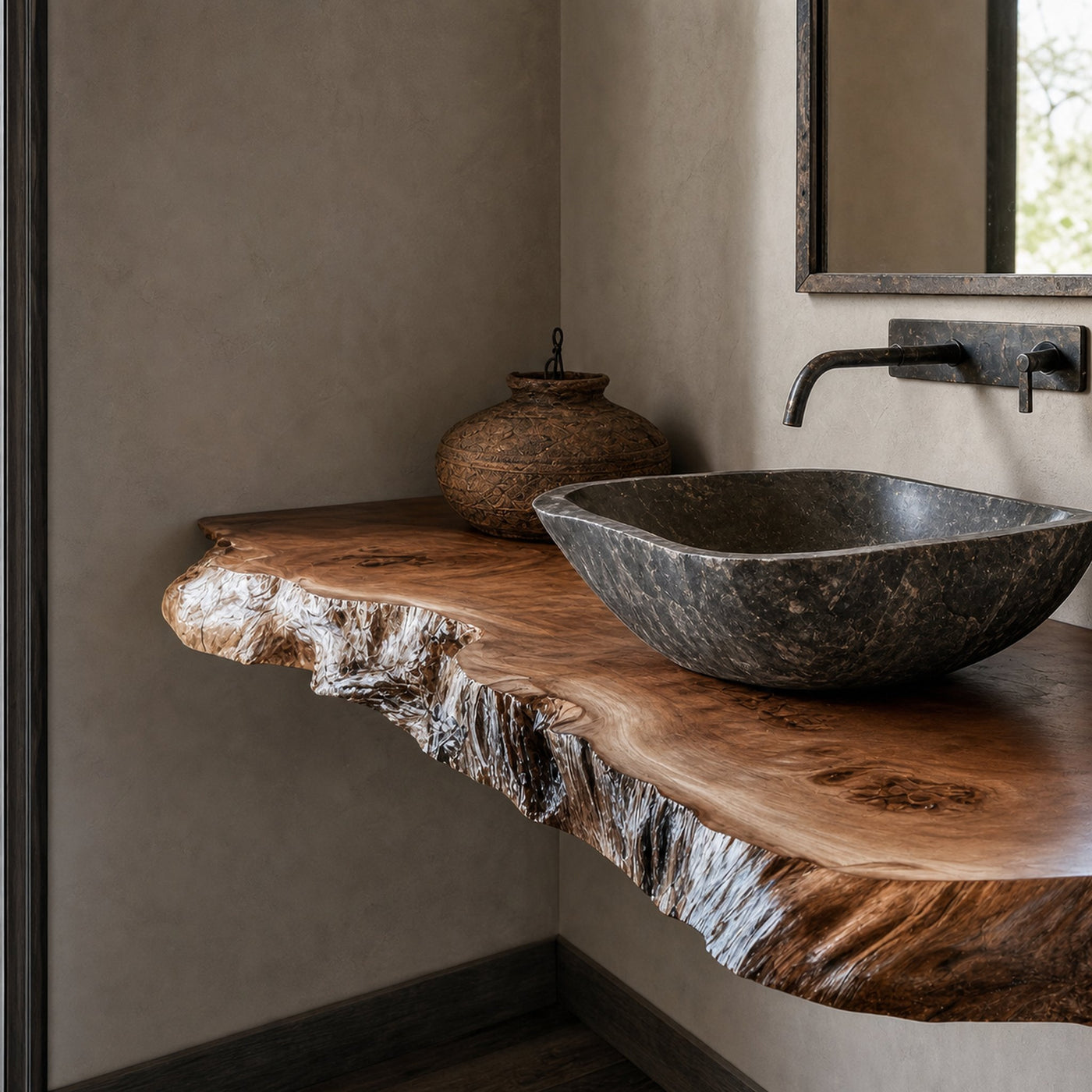 Handcrafted Counter Bathroom Vanity Shelf - product view 2