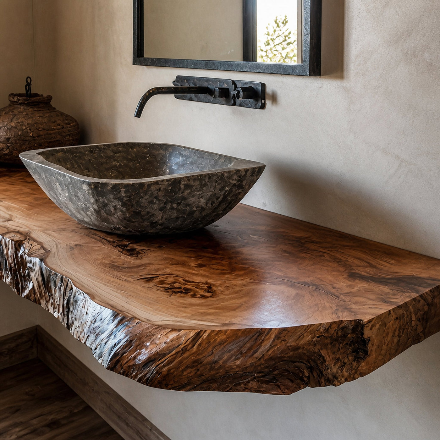 Handcrafted Counter Bathroom Vanity Shelf - product view 3