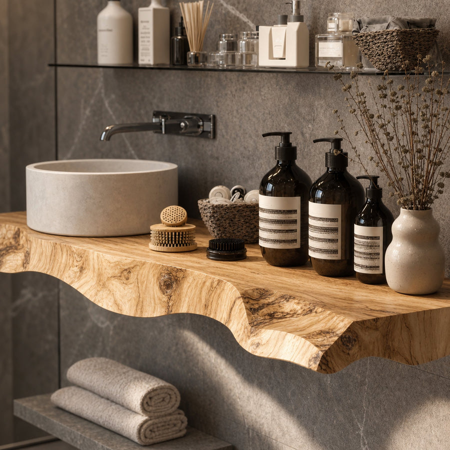 Handcrafted Counter Bathroom Vanity Shelf