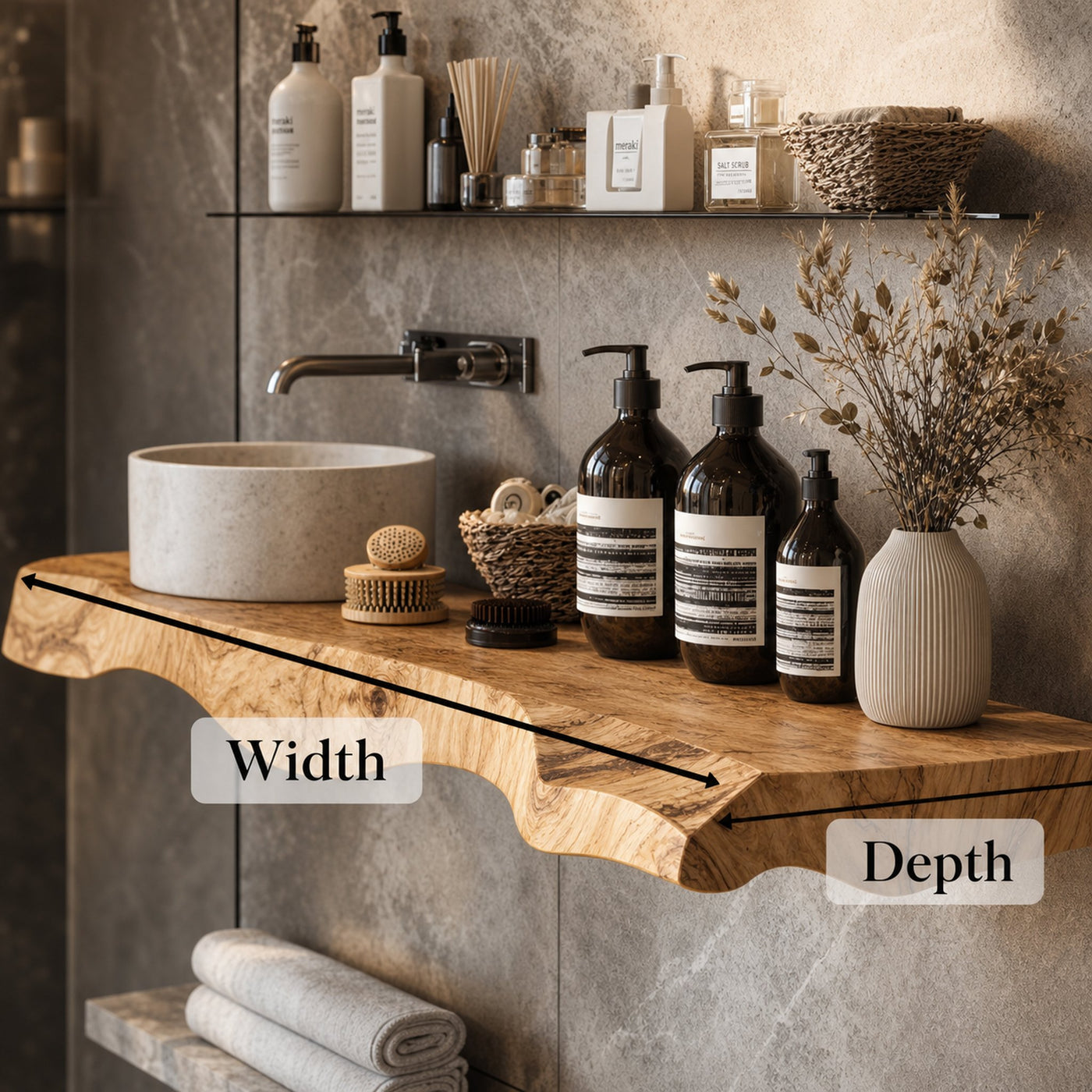 Handcrafted Counter Bathroom Vanity Shelf - product view 6