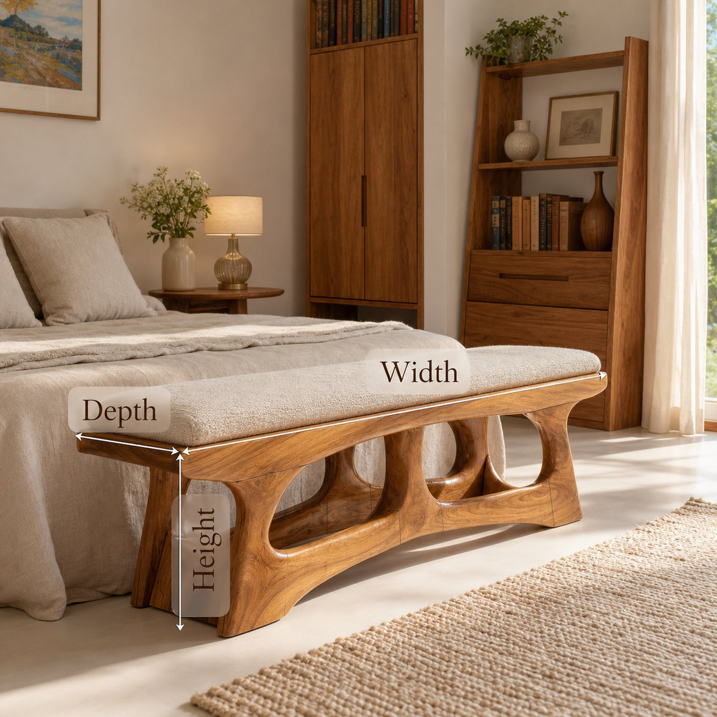 Handcrafted Curved Wood Bench For Furniture Styling - product view 7