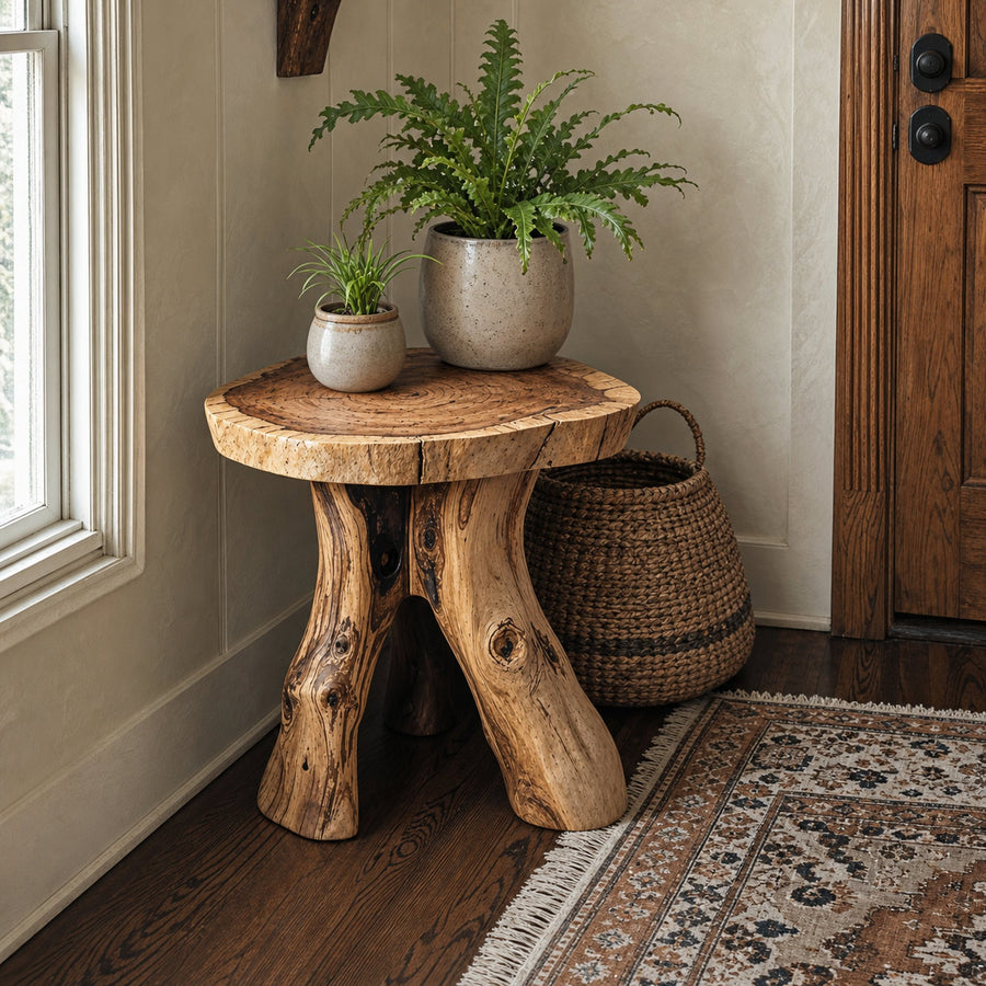 Handcrafted End Table Solid Wood End Table Decor