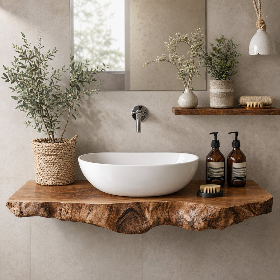 Handcrafted Floating Shelf For Bathroom Vanity Storage