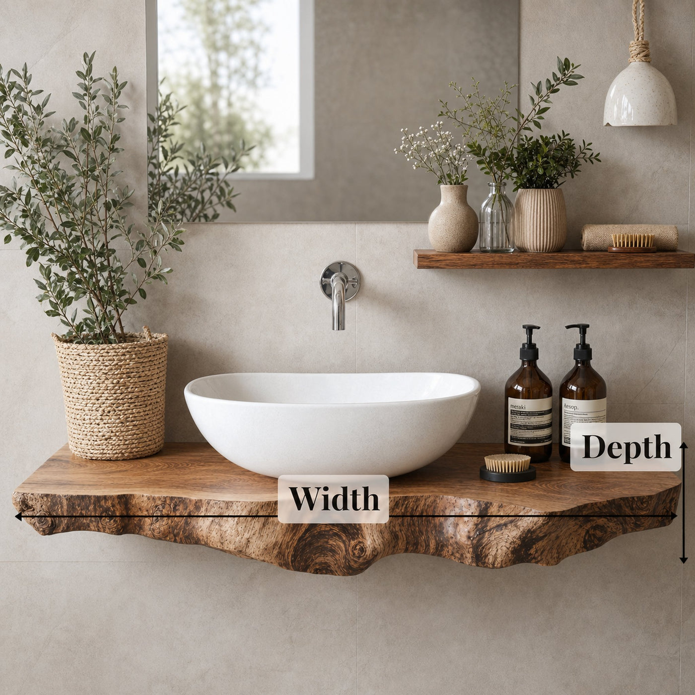 Handcrafted Floating Shelf For Bathroom Vanity Storage - product view 6