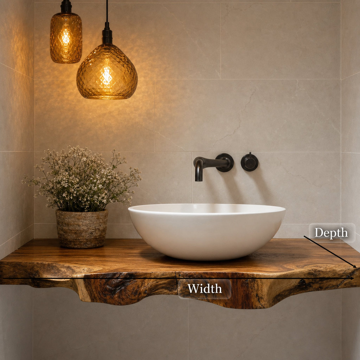 Handcrafted Live Edge Bathroom Vanity Furniture Decor - product view 3