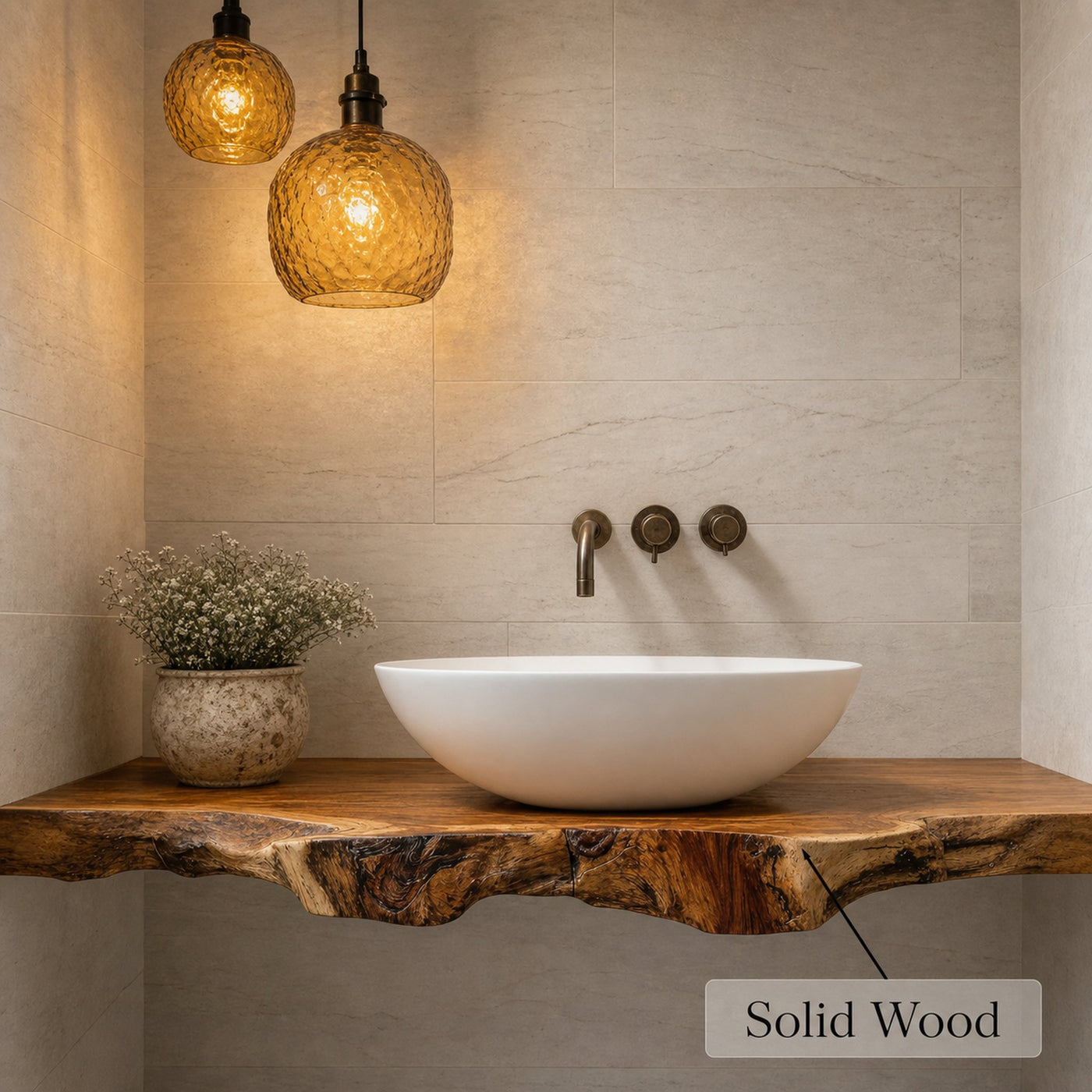 Handcrafted Live Edge Bathroom Vanity Furniture Decor - product view 4