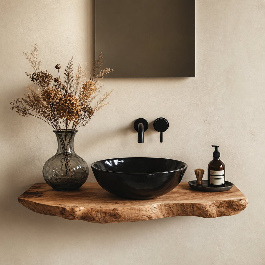 Handcrafted Live Edge Bathroom Vanity Shelf Rustic