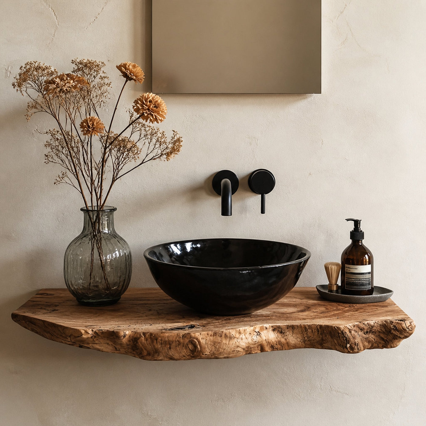 Handcrafted Live Edge Bathroom Vanity Shelf Rustic - product view 2