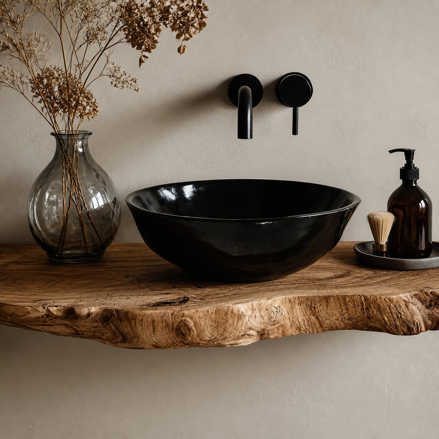 Handcrafted Live Edge Bathroom Vanity Shelf Rustic - product view 3