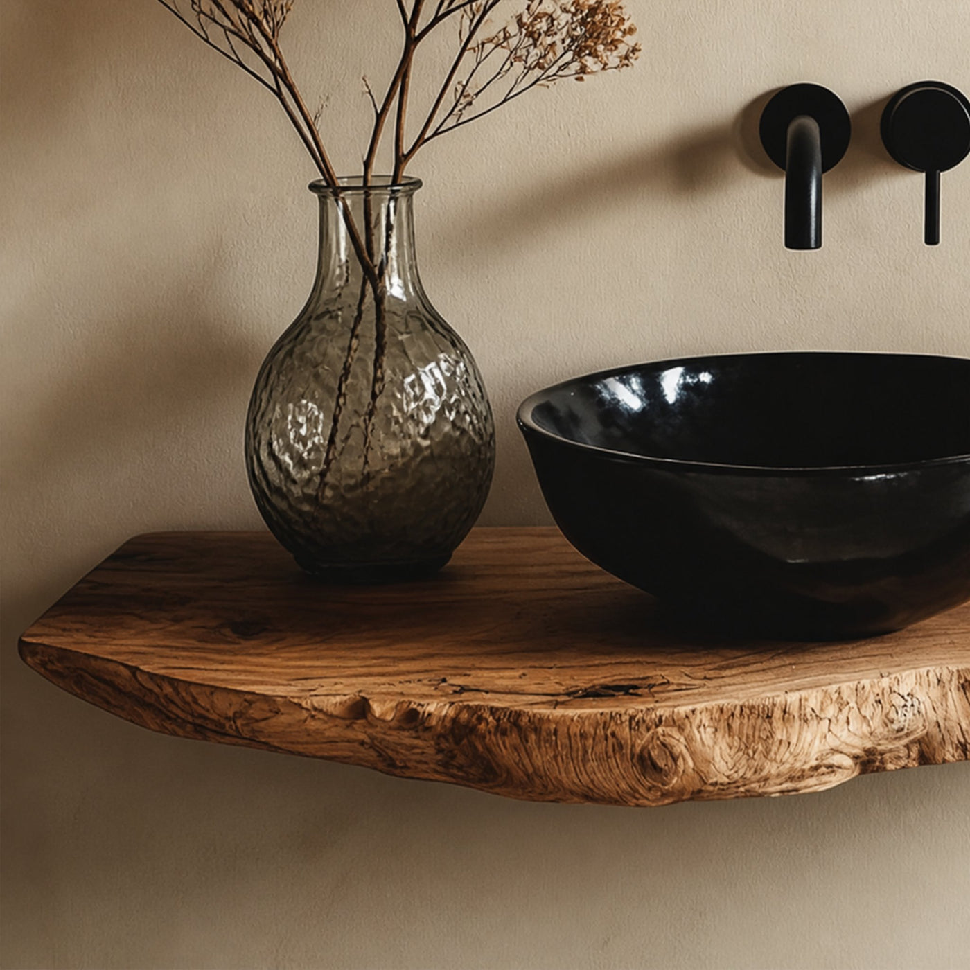 Handcrafted Live Edge Bathroom Vanity Shelf Rustic - product view 4