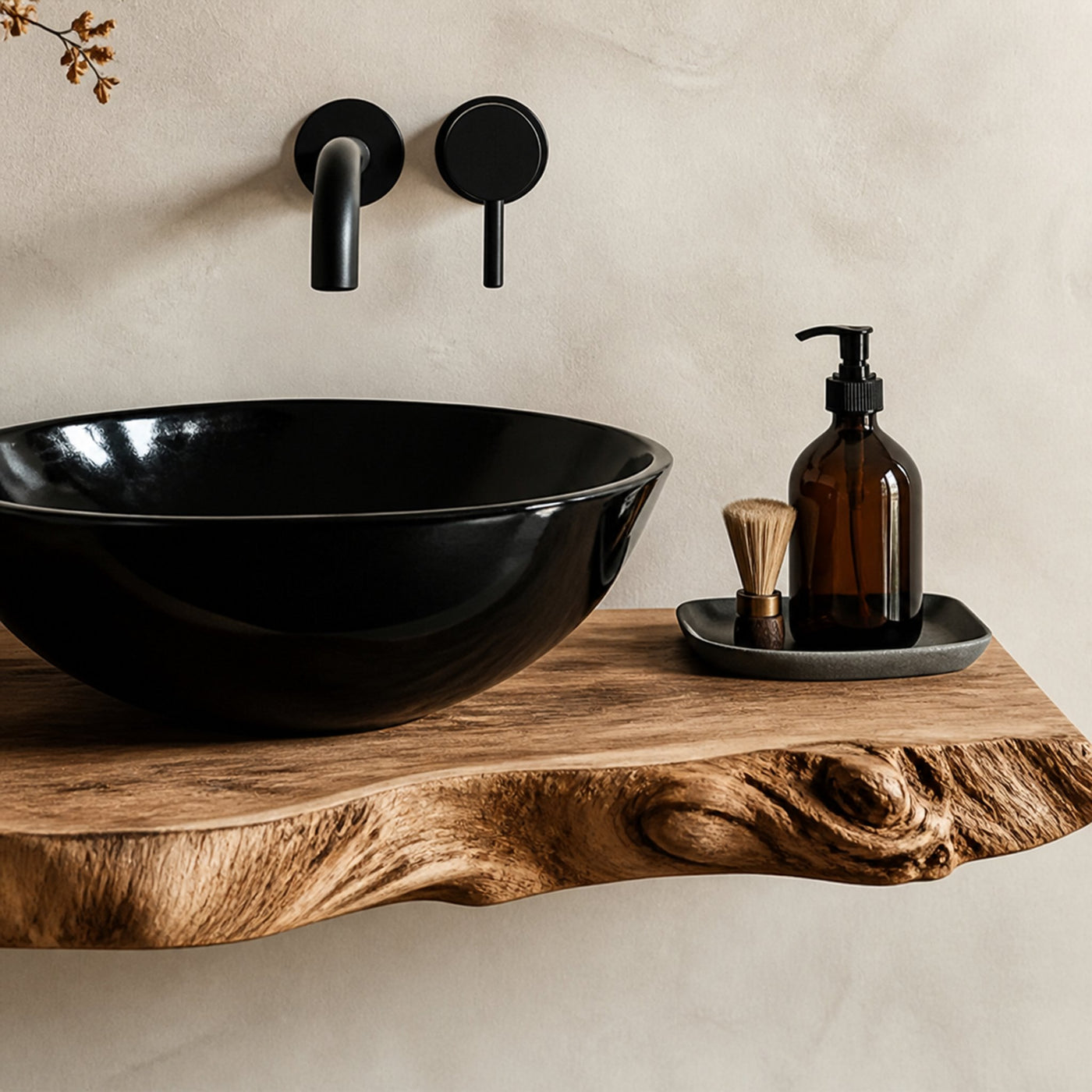 Handcrafted Live Edge Bathroom Vanity Shelf Rustic - product view 5