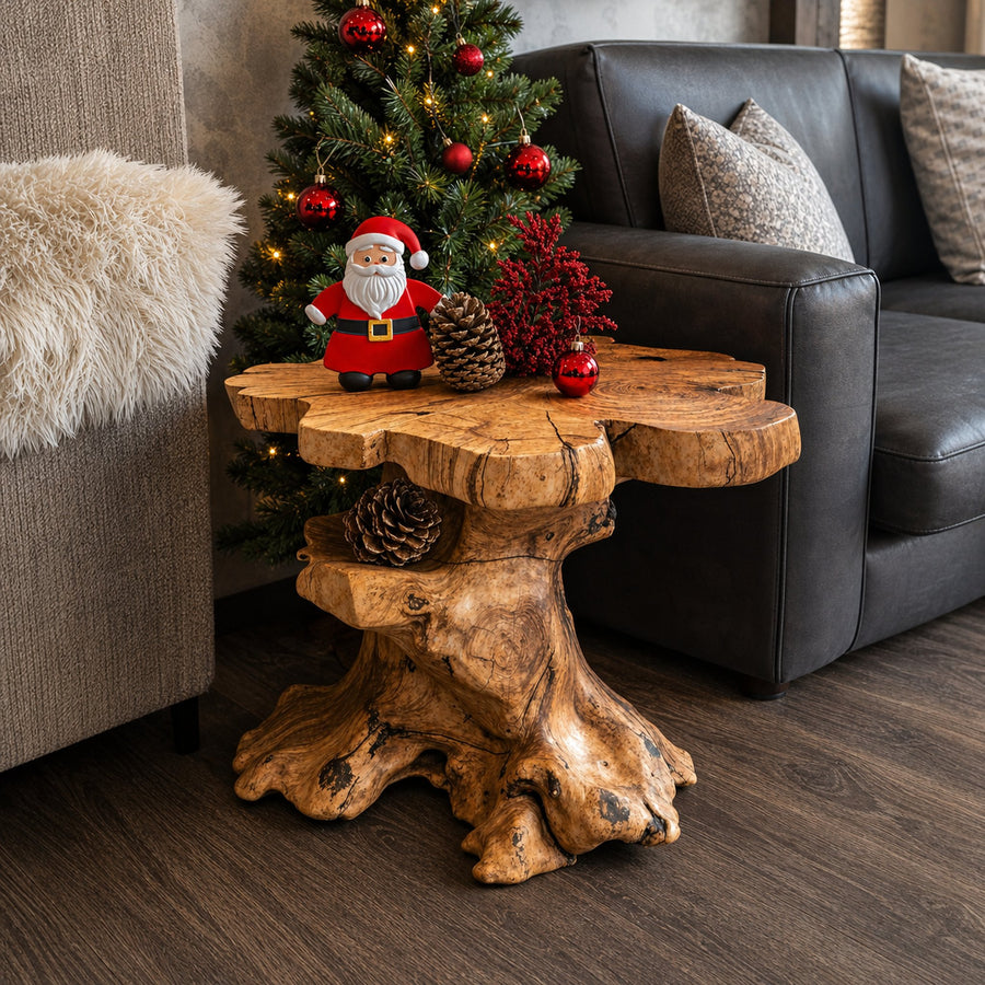 Handcrafted Live Edge End Table Christmas Decor