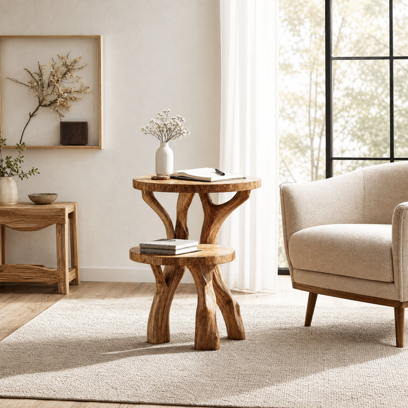 Handcrafted Live Edge End Table Natural Home - product view 2