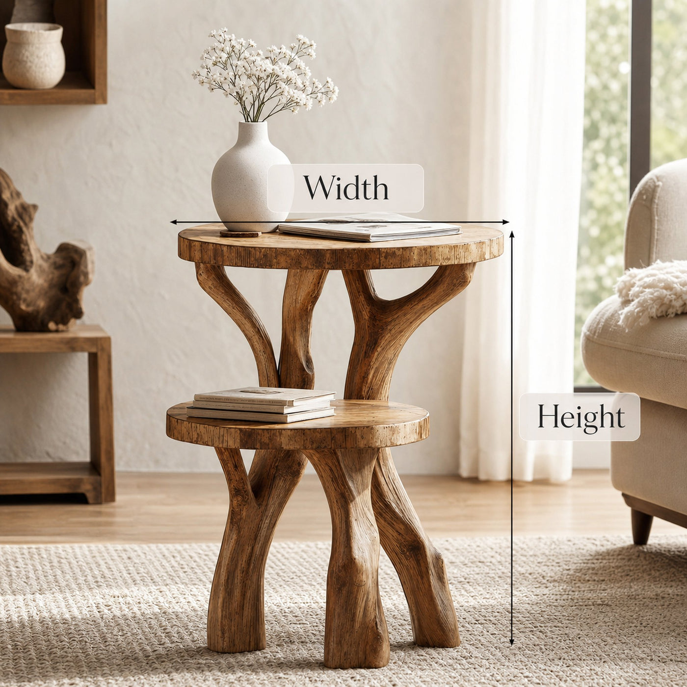 Handcrafted Live Edge End Table Natural Home - product view 6