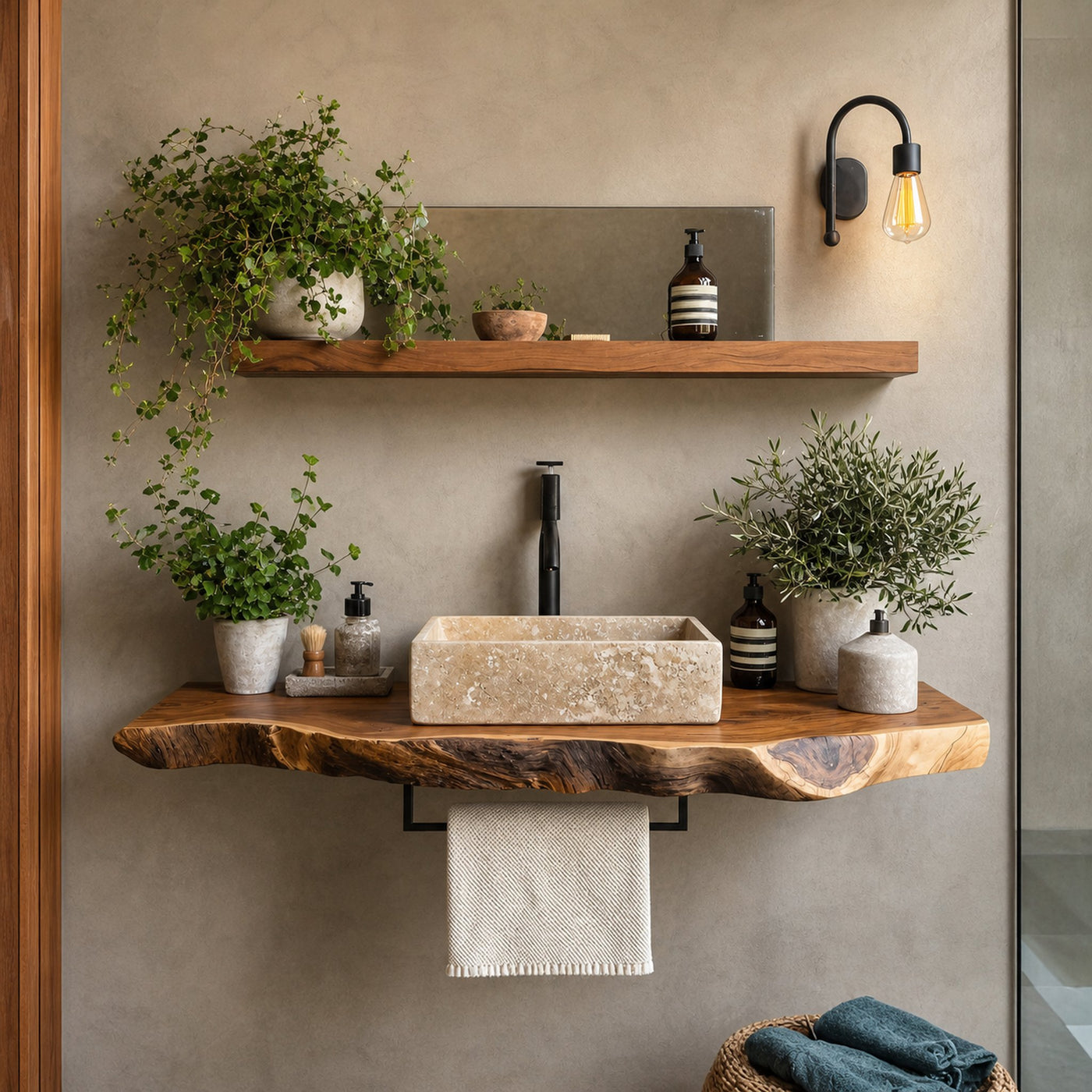Handcrafted Live Edge Vanity For Modern Bathroom Design - product view 2
