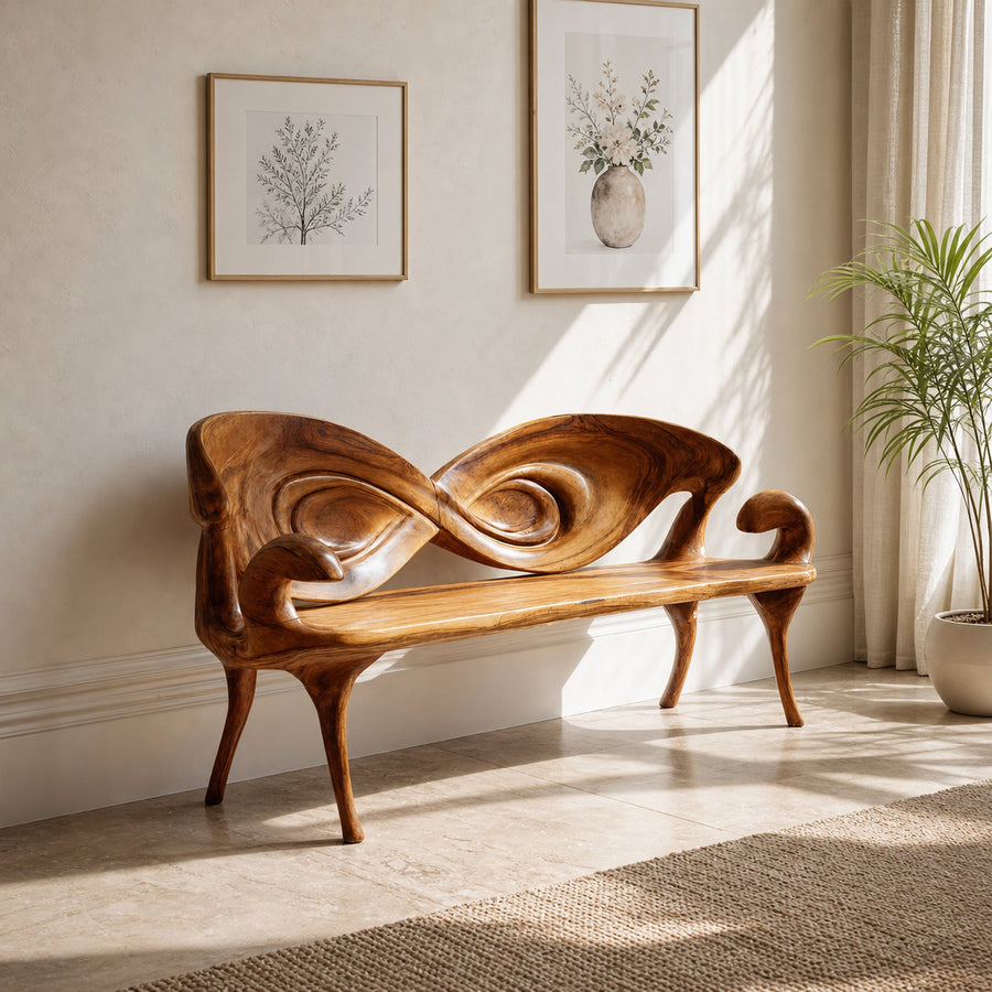 Handcrafted Live Edge Wood Bench For Entryway And Hallway