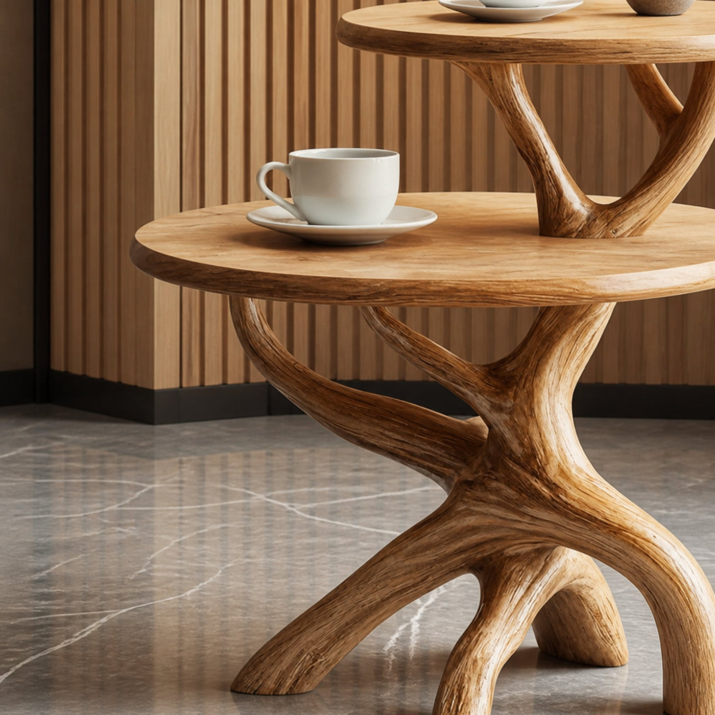 Handcrafted Round End Table For Entryway Design Functional Accent - product view 3