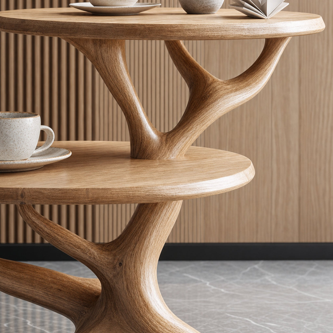 Handcrafted Round End Table For Entryway Design Functional Accent - product view 4