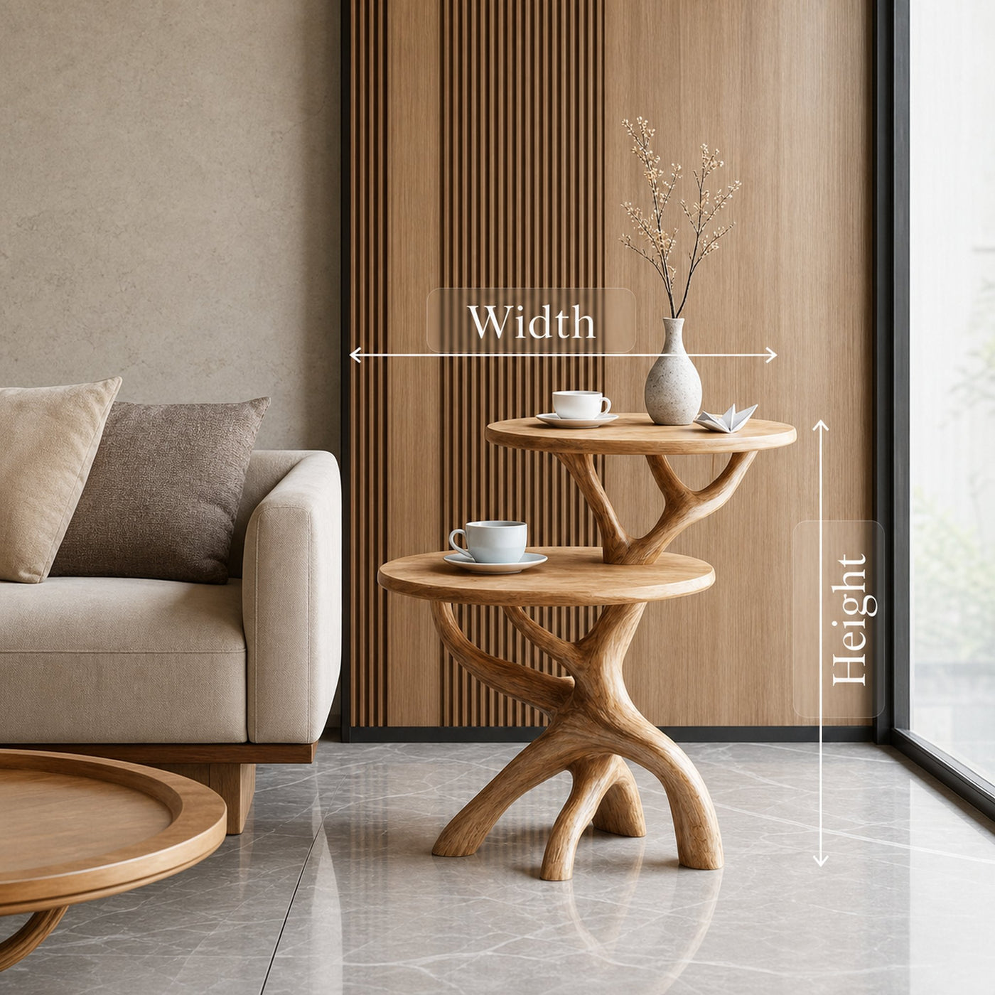 Handcrafted Round End Table For Entryway Design Functional Accent - product view 6