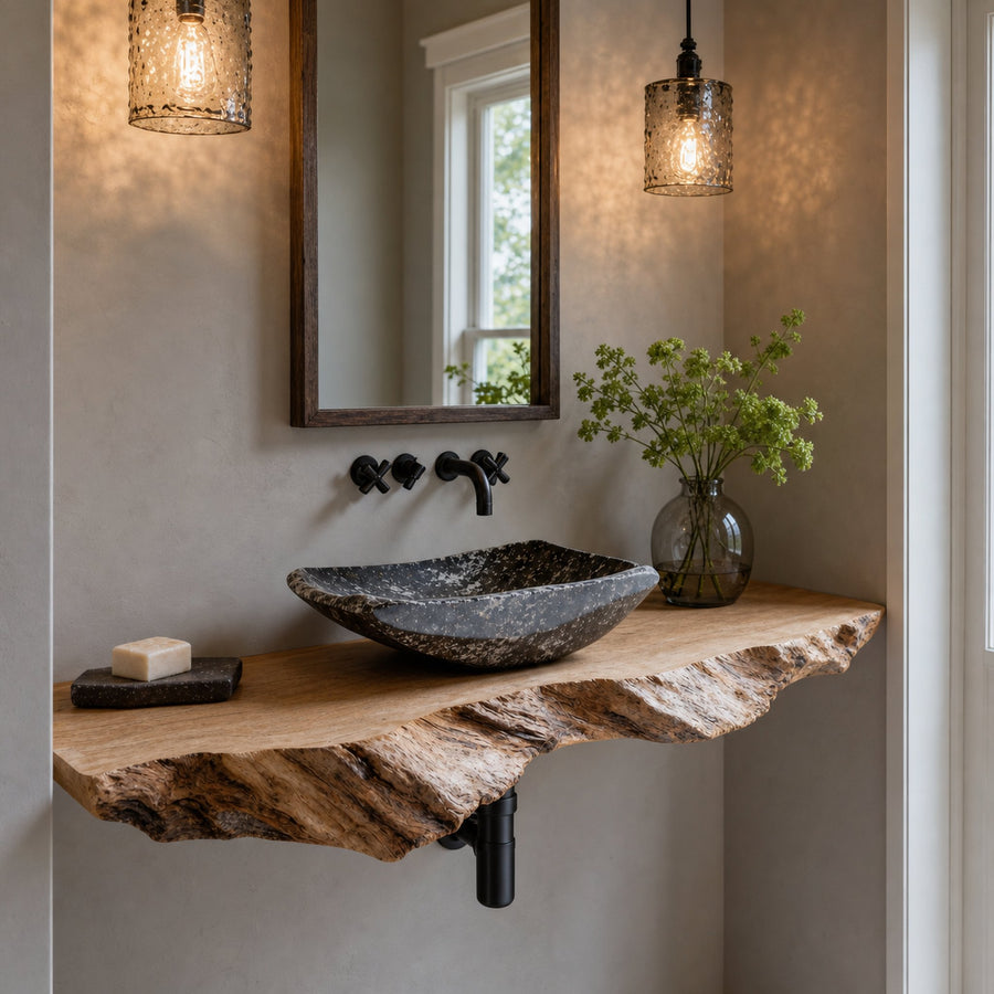 Handcrafted Rustic Styles Floating Vanity Shelf For Small Bathrooms