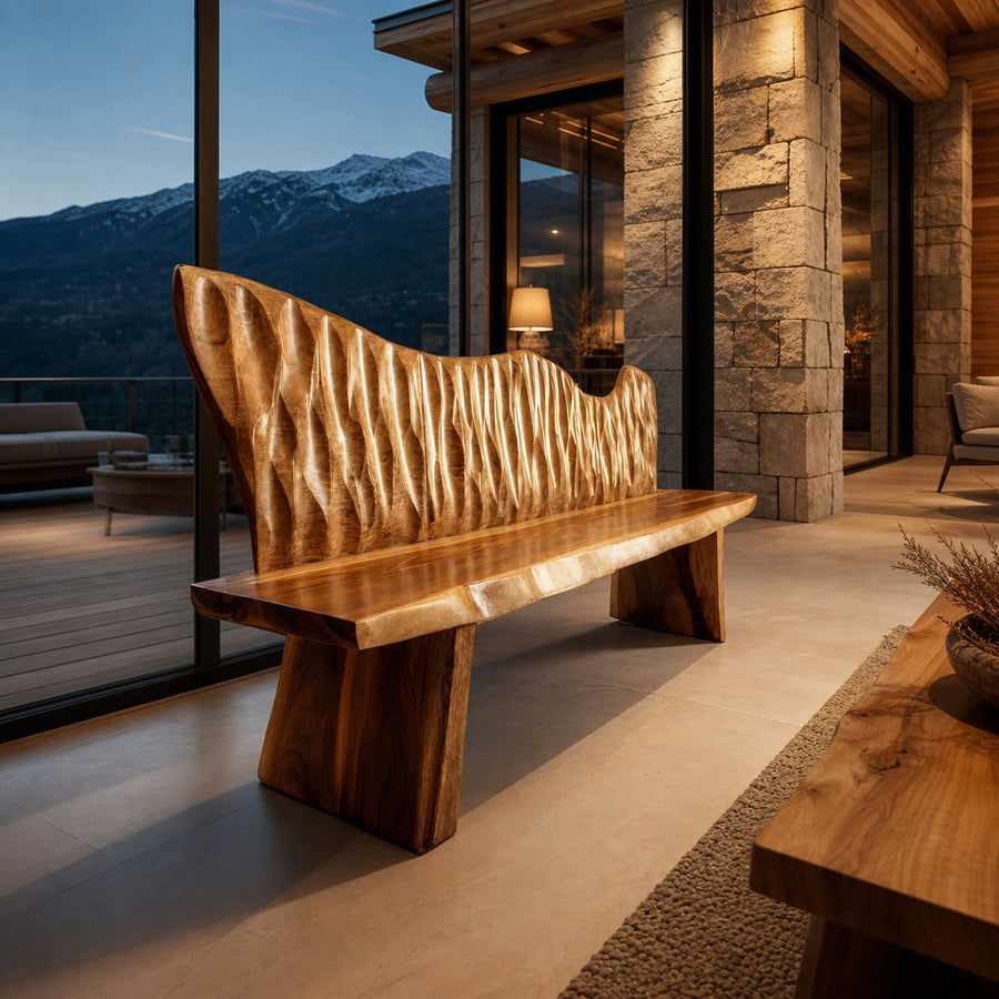 Handcrafted Rustic Wood Entryway Bench For Home Interior