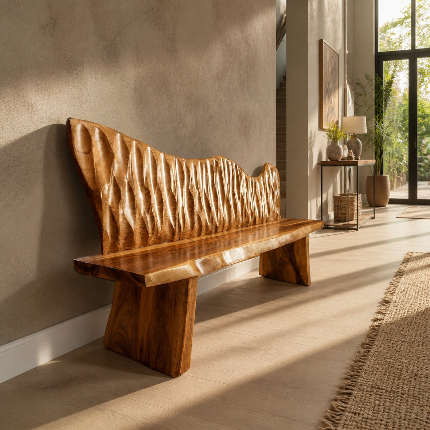 Handcrafted Rustic Wood Entryway Bench For Home Interior - product view 6