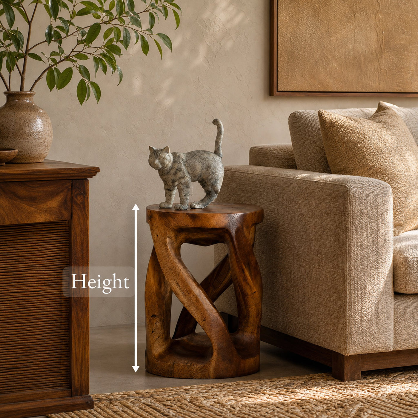 Handcrafted Side Table With Organic Twisted Design For Reading Nook - product view 8