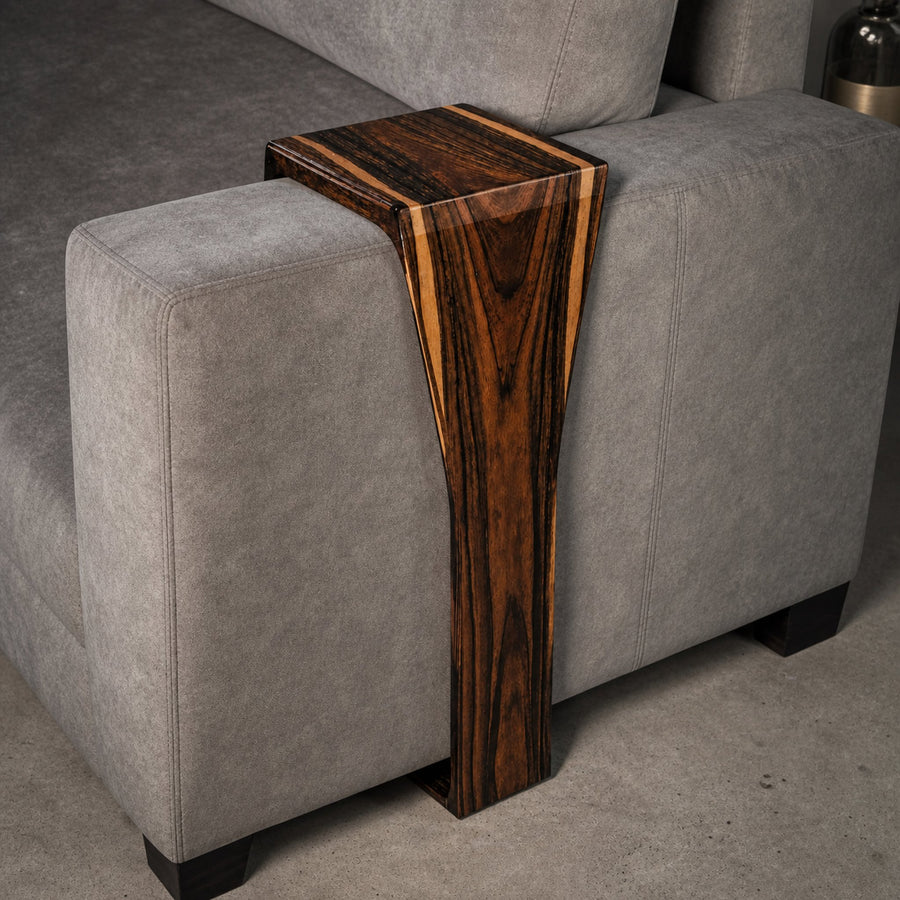 Handcrafted Solid Wood Armrest Table For Sofa Storage