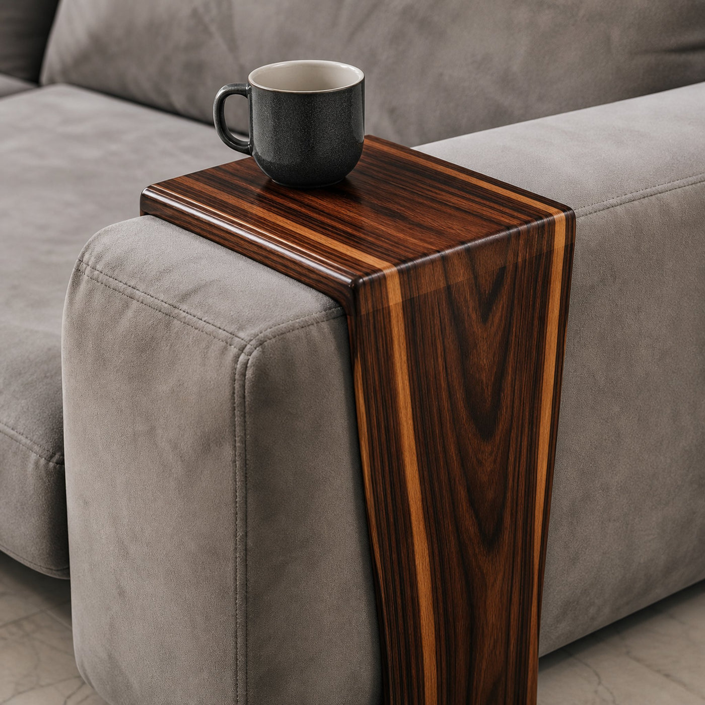 Handcrafted Solid Wood Armrest Table For Sofa Storage - product view 6